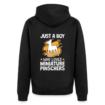 Garçon le pinscher nain aime Pinscher - Veste à capuche bio Premium Unisexe - noir - Dos - Nico (187cm)