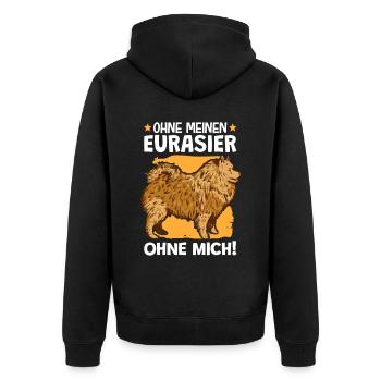 Ohne meinen Eurasier ohne mich Eurasian Dog - Unisex Premium Bio Zip Hoodie - Schwarz - Hinten - Nico (187cm)