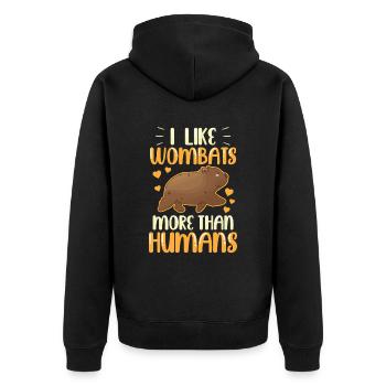 Wombat plus comme le marsupial australien - Veste à capuche bio Premium Unisexe - noir - Dos - Nico (187cm)