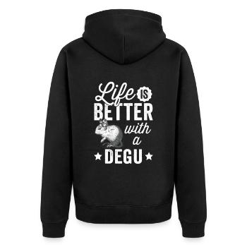 Everything is better with Degu Chilean rodent - Unisex Premium Organic Zip Hoodie - black - Back - Nico (187cm)