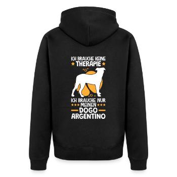 Ich brauche nur meinen Dogo Argentino - Unisex Premium Bio Zip Hoodie - Schwarz - Hinten - Nico (187cm)
