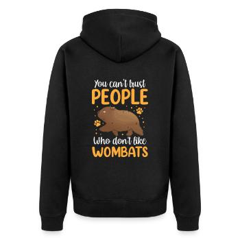 Wombat nicht vertrauen Australien Beuteltier - Unisex Premium Bio Zip Hoodie - Schwarz - Hinten - Nico (187cm)