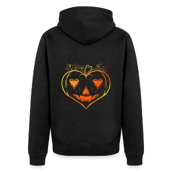Ornament Heart Shaped Pumpkin Halloween - Unisex Premium Bio Zip Hoodie - Schwarz - Hinten - Nico (187cm)