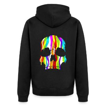 Colorful Skull Paint Dripping Day Of The Dead And - Unisex Premium Bio Zip Hoodie - Schwarz - Hinten - Nico (187cm)