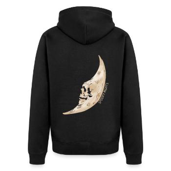 Spooky Nights Scary Skull Moon Face Halloween - Unisex Premium Organic Zip Hoodie - black - Back - Nico (187cm)
