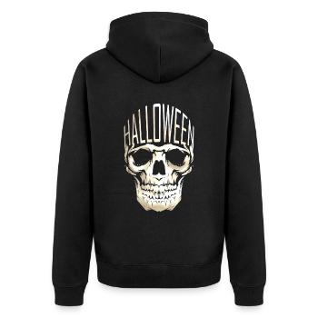 Skull Has Only Halloween in His Head Crown - Unisex Premium Bio Zip Hoodie - Schwarz - Hinten - Nico (187cm)