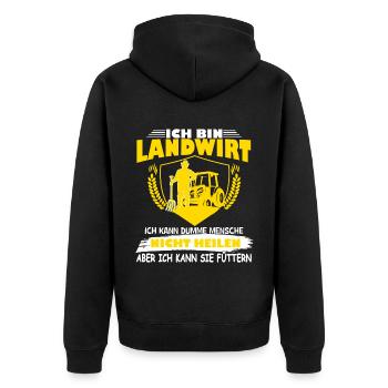 Ich bin Landwirt ich kann Dumme Menschen nicht hei - Unisex Premium Bio Zip Hoodie - Schwarz - Hinten - Nico (187cm)