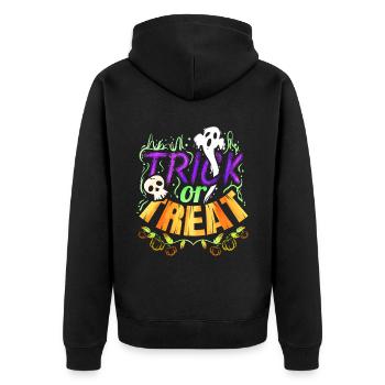 Spooky Ghosts Trick Or Trat Costume Spirits - Unisex Premium Bio Zip Hoodie - Schwarz - Hinten - Nico (187cm)