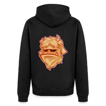 Monstre brun grincheux avec cornes Halloween - Veste à capuche bio Premium Unisexe - noir - Dos - Nico (187cm)