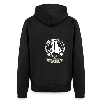 Unsere zukünftigen - Unisex Premium Bio Zip Hoodie - Schwarz - Hinten - Nico (187cm)