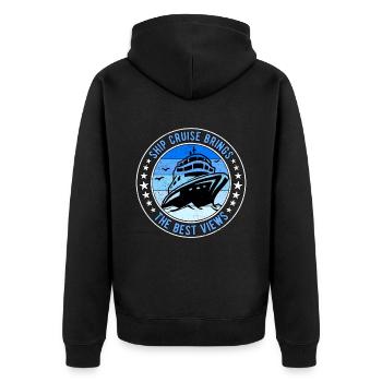 Kreuzfahrt Kreuzfahrer Kreuzfahrerin - Unisex Premium Bio Zip Hoodie - Schwarz - Hinten - Nico (187cm)