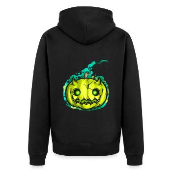 de citrouille verte avec cornes Halloween - Veste à capuche bio Premium Unisexe - noir - Dos - Nico (187cm)