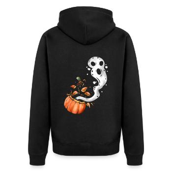 Spirit Escapes A Pumpkin Ghost Halloween - Unisex Premium Organic Zip Hoodie - black - Back - Nico (187cm)