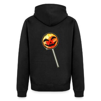 Pumpkin Lollipop Lolli Sucker Halloween - Unisex Premium Organic Zip Hoodie - black - Back - Nico (187cm)