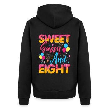 Sweet Sassy And Eight Sprinkles Delicious - Unisex Premium Bio Zip Hoodie - Schwarz - Hinten - Nico (187cm)
