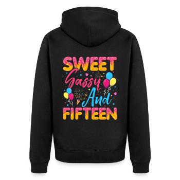 Sweet Sassy Et Quinze Saupoudrés Délicieux - Veste à capuche bio Premium Unisexe - noir - Dos - Nico (187cm)