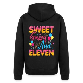 Sweet Sassy And Eleven Sprinkles Delicious - Unisex Premium Bio Zip Hoodie - Schwarz - Hinten - Nico (187cm)