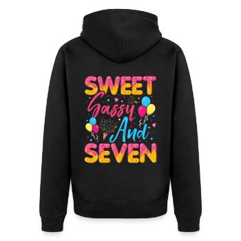 Sweet Sassy Und Seven Sprinkles Köstlicher - Unisex Premium Bio Zip Hoodie - Schwarz - Hinten - Nico (187cm)