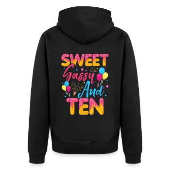 Sweet Sassy And Ten Sprinkles Delicious Doughnut - Unisex Premium Bio Zip Hoodie - Schwarz - Hinten - Nico (187cm)