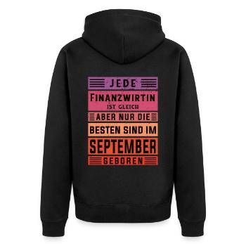 Finanzamt Geburtstag September geboren - Unisex Premium Bio Zip Hoodie - Schwarz - Hinten - Nico (187cm)
