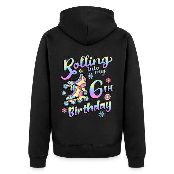 Rouler dans mon 6e anniversaire Roller Skater Inline - Veste à capuche bio Premium Unisexe - noir - Dos - Nico (187cm)