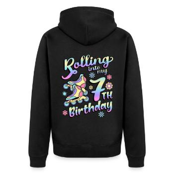 Rolling Into My 7th Birthday Roller Skater Inline - Unisex Premium Bio Zip Hoodie - Schwarz - Hinten - Nico (187cm)