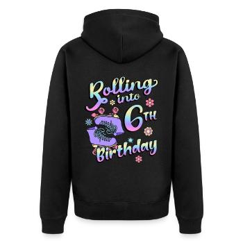 Rolling Into 6. Geburtstag Quad Skater - Unisex Premium Bio Zip Hoodie - Schwarz - Hinten - Nico (187cm)