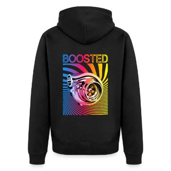Turbocharger Boosted Auto Tuning Car Mechanic - Unisex Premium Organic Zip Hoodie - black - Back - Nico (187cm)
