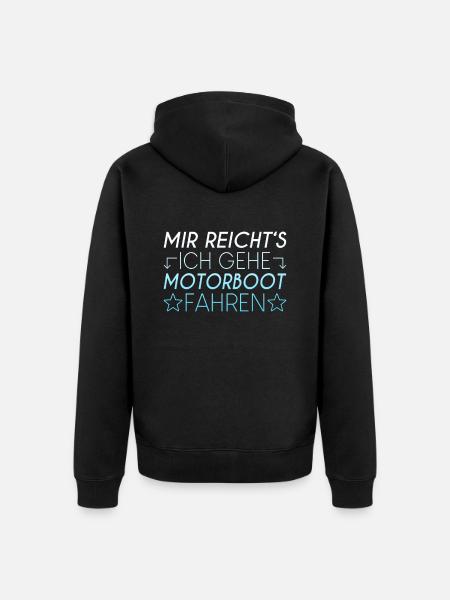 Motorboot Spruch - Unisex Premium Bio Zip Hoodie - Schwarz