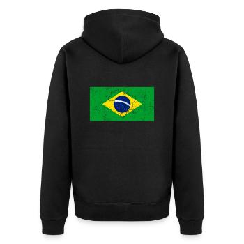 Brasilien Flagge - Unisex Premium Bio Zip Hoodie - Schwarz - Hinten - Nico (187cm)