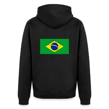 Brasilien Flagge - Unisex Premium Bio Zip Hoodie - Schwarz - Hinten - Nico (187cm)