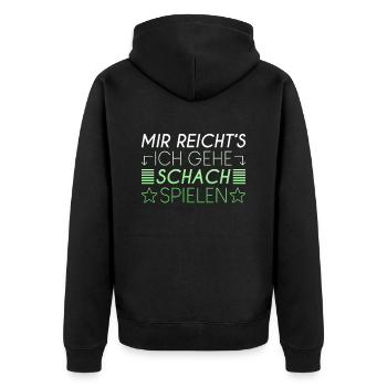 Schach Spruch - Unisex Premium Bio Zip Hoodie - Schwarz - Hinten - Nico (187cm)