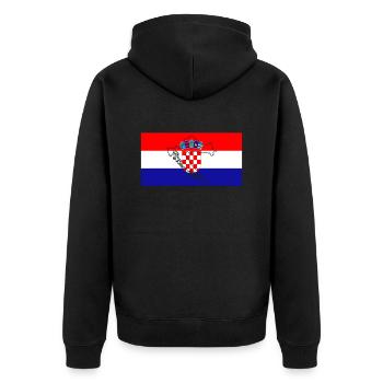 Kroatien Flagge - Unisex Premium Bio Zip Hoodie - Schwarz - Hinten - Nico (187cm)