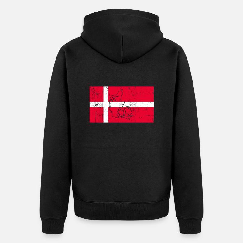 Drapeau du Danemark - Veste à capuche bio Premium Unisexe - noir