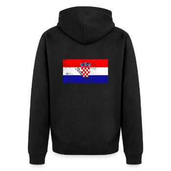 Kroatien Flagge - Unisex Premium Bio Zip Hoodie - Schwarz - Hinten - Nico (187cm)