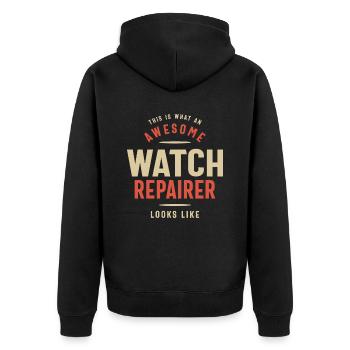 Lustige tolle Uhr Reparateur Job Beruf - Unisex Premium Bio Zip Hoodie - Schwarz - Hinten - Nico (187cm)