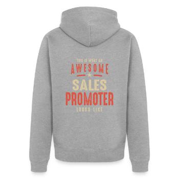 Funny Awesome Sales Promoter Job Occupation - Unisex Premium Organic Zip Hoodie - heather grey - Back - Nico (187cm)