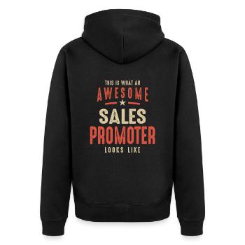 Funny Awesome Sales Promoter Job Beruf - Unisex Premium Bio Zip Hoodie - Schwarz - Hinten - Nico (187cm)