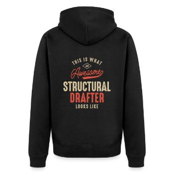 Funny Awesome Structural Drafter Job Beruf - Unisex Premium Bio Zip Hoodie - Schwarz - Hinten - Nico (187cm)