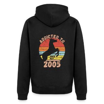 Geburtstag Pferde Reiten Mai 2005 - Unisex Premium Bio Zip Hoodie - Schwarz - Hinten - Nico (187cm)
