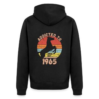 Geburtstag Pferde Reiten Mai 1965 - Unisex Premium Bio Zip Hoodie - Schwarz - Hinten - Nico (187cm)