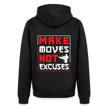 Karate Black Belt Gi Uniform Makes - Unisex Premium Bio Zip Hoodie - Schwarz - Hinten - Nico (187cm)