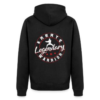 Karate Black Belt Gi Uniform - Unisex Premium Bio Zip Hoodie - Schwarz - Hinten - Nico (187cm)