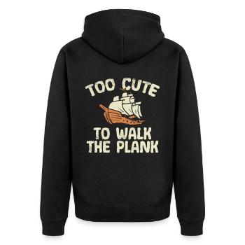 Zu Süß, Um Mit Der Planke Zu Gehen, Mädchenpirat - Unisex Premium Bio Zip Hoodie - Schwarz - Hinten - Nico (187cm)