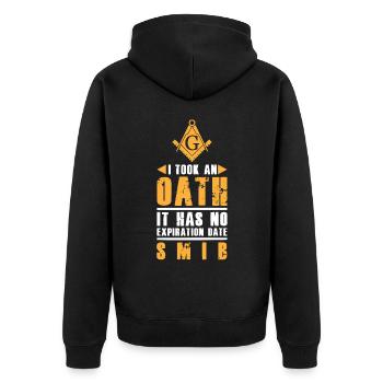 Maison, Ich Habe Einen Eid, Zimmermann - Unisex Premium Bio Zip Hoodie - Schwarz - Hinten - Nico (187cm)