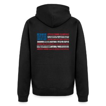 Parcs nationaux des États-Unis, Parc national, Denali, Redwood - Veste à capuche bio Premium Unisexe - noir - Dos - Nico (187cm)