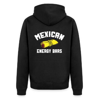 Mexikanische Energiebars, Mexikanische Tamales - Unisex Premium Bio Zip Hoodie - Schwarz - Hinten - Nico (187cm)