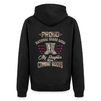 Proud National Guard Mother - Unisex Premium Organic Zip Hoodie - black - Back - Nico (187cm)