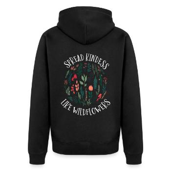 Kindness How To Spread Wildflowers - Unisex Premium Organic Zip Hoodie - black - Back - Nico (187cm)