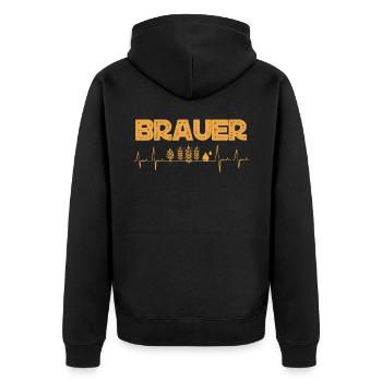 Beergenieer, Bier, Brauer, Bierbier, Biertrinker - Unisex Premium Bio Zip Hoodie - Schwarz - Hinten - Nico (187cm)
